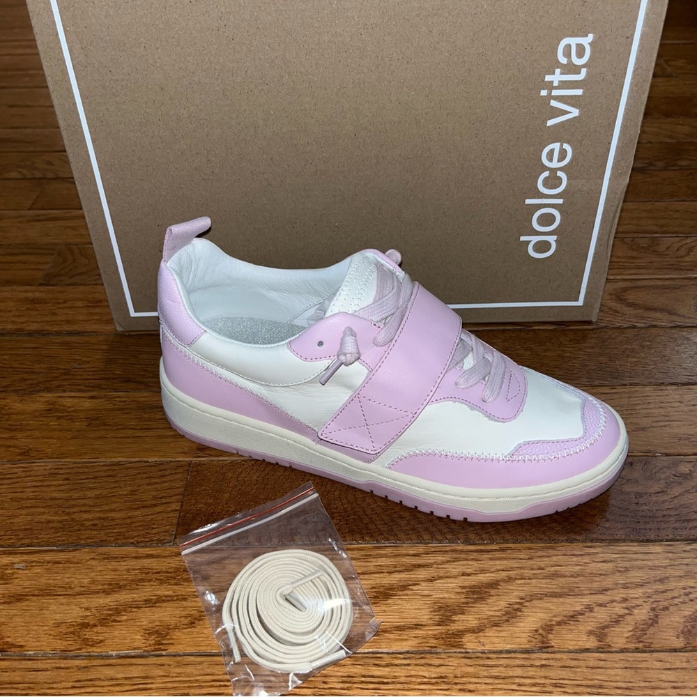 Dolce Vita Leather Alvah Lace Up Sneakers White & Lilac Women’s Size 8